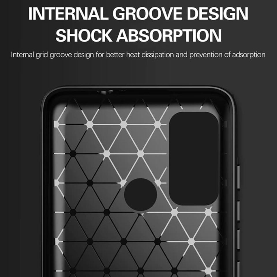 Husa pentru Motorola Moto G60, SKYDDAR INNOVATION, Carbon Silicone, din Silicon Slim, cu textura Fibra Carbon, set cu sticker, Negru - 2 | YEO