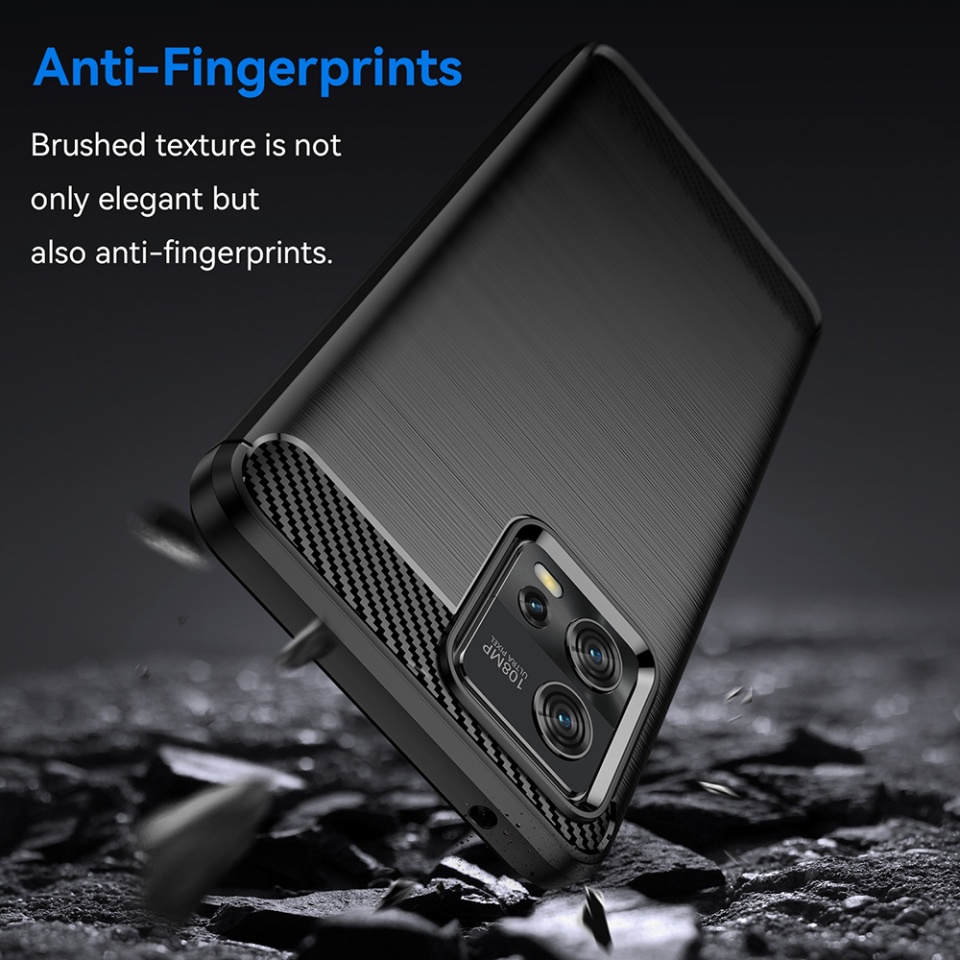 Husa pentru Motorola Moto G72, SKYDDAR INNOVATION, Carbon Silicone, din Silicon Slim, cu textura Fibra Carbon, set cu sticker, Negru - 3 | YEO
