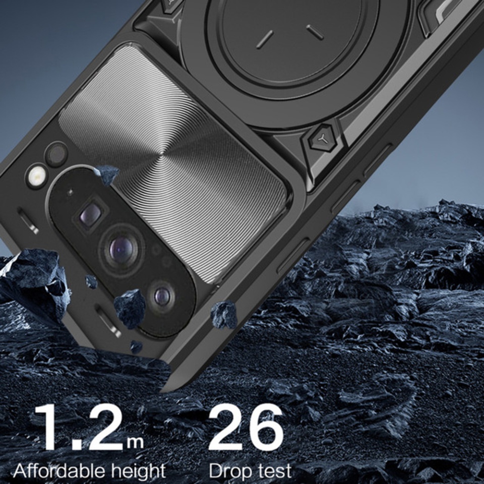Husa pentru Motorola Moto G75, cu inel magnetic si suport ajustabil, protectie completa camera, SKDR SafeCover - Negru - 3 | YEO