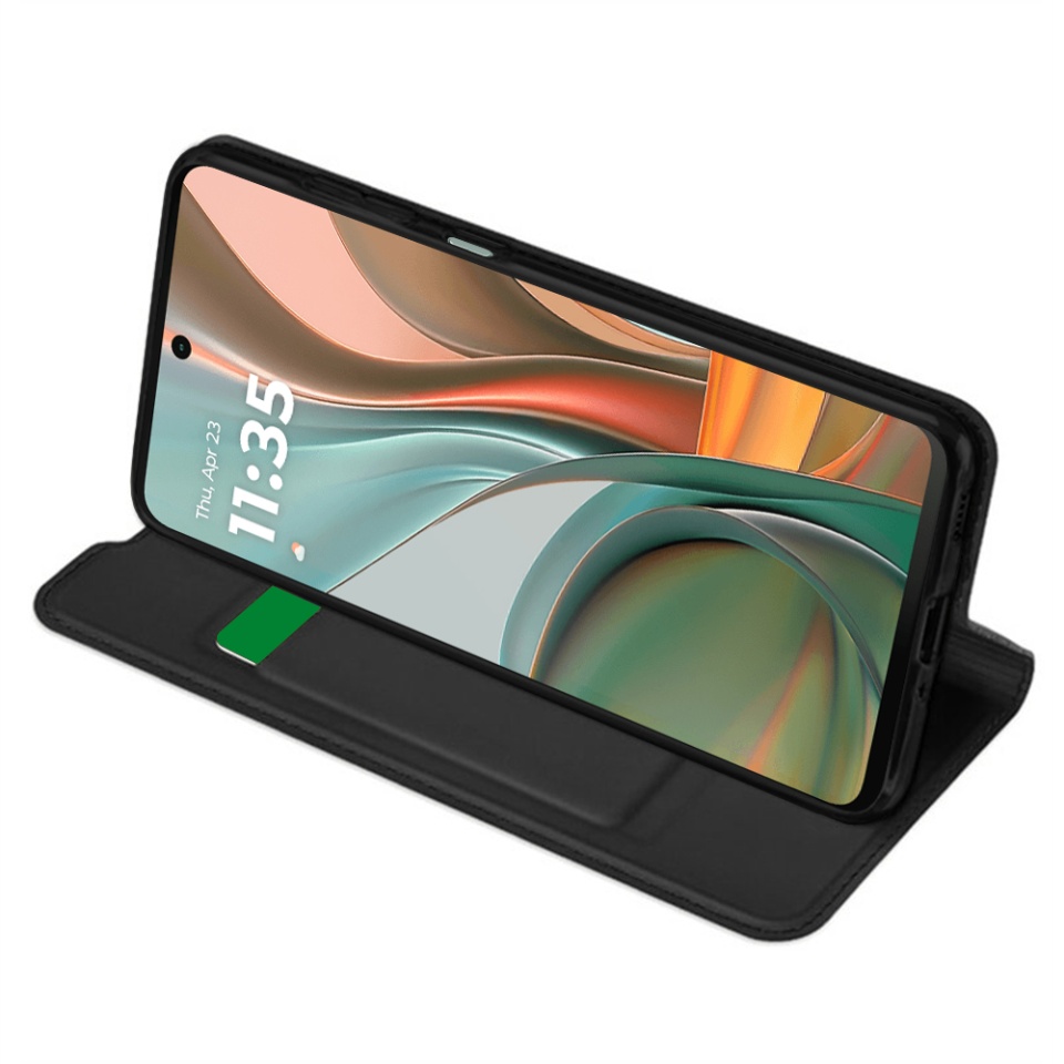 Husa pentru Motorola Moto G75, SKYDDAR INNOVATION, Magskin Book, tip Carte cu Portofel Interior, set cu sticker, Negru - 1 | YEO