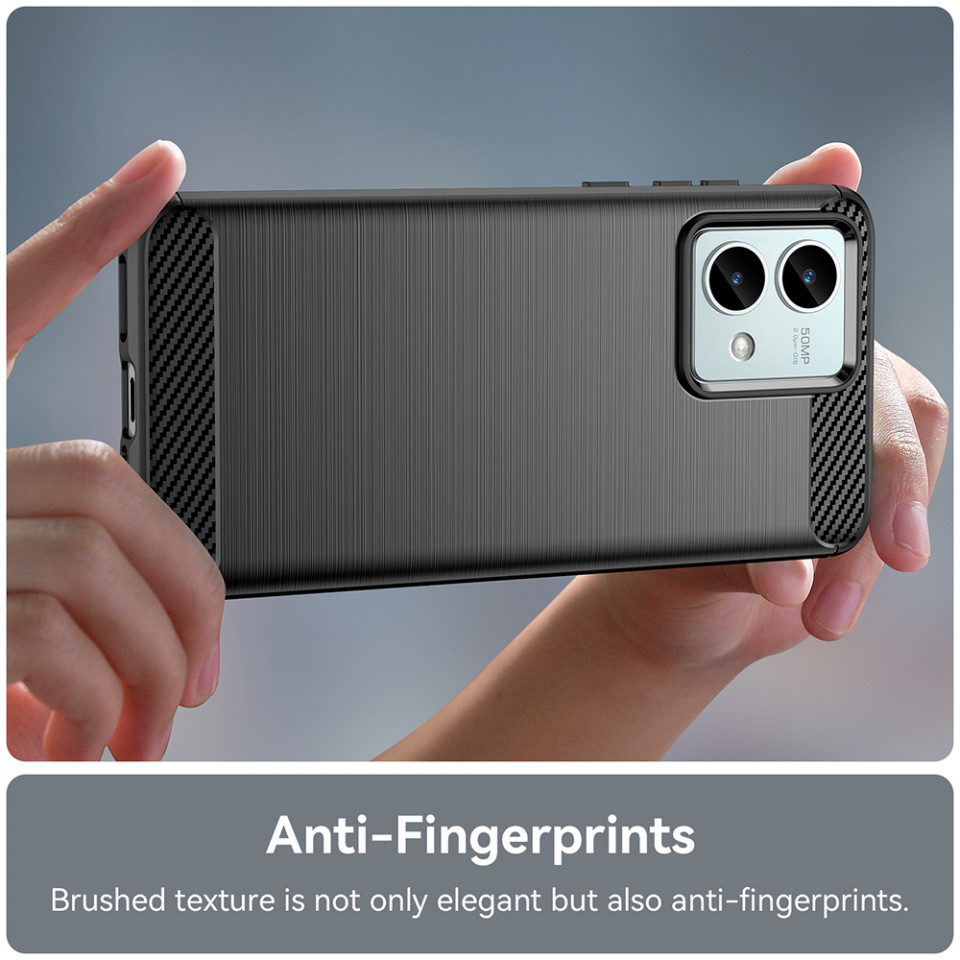 Husa pentru Motorola Moto G84 din silicon, Slim, cu textură Fibra Carbon Skyddar - Negru - 3 | YEO