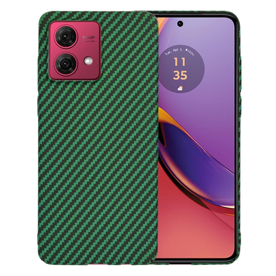 Husa pentru Motorola Moto G84, Finisaj Premium cu Textura de Carbon, Design Elegant, SKDR CarbonFlex - Verde