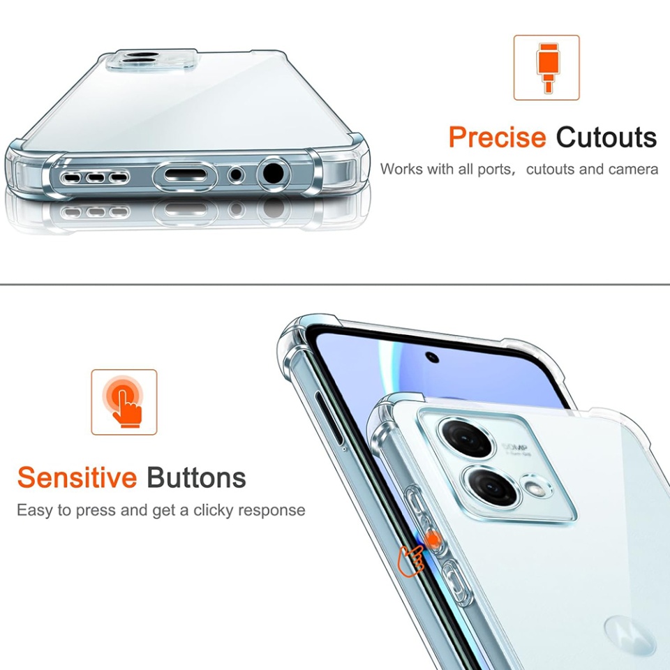 Husa pentru Motorola Moto G84 , SKYDDAR INNOVATION, Shockproof Clear din Silicon Slim, Transparenta, set cu sticker - 3 | YEO