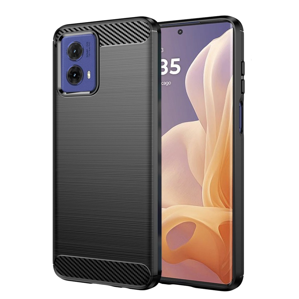 Husa pentru Motorola Moto G85 din Silicon Premium, Slim, cu textura Fibra Carbon - Negru