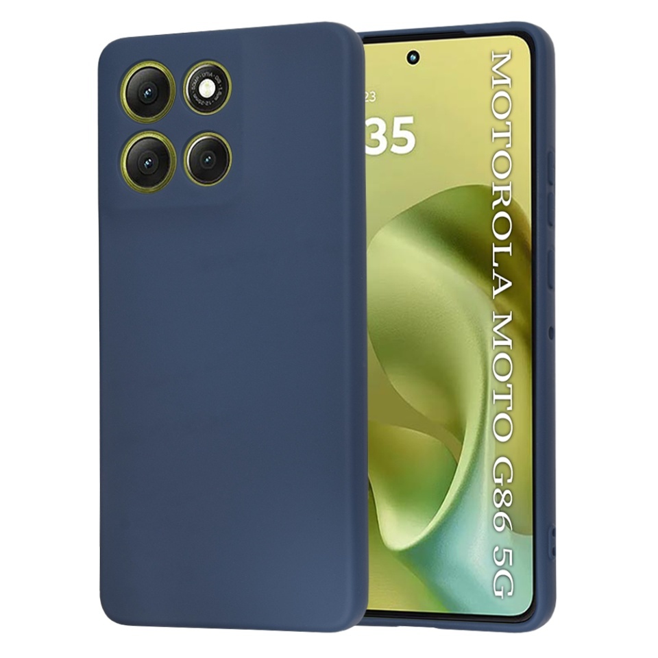 Husa pentru Motorola Moto G86, SKYDDAR INNOVATION, din Silicon Catifelat, SoftElegance, set cu sticker, Bleumarin