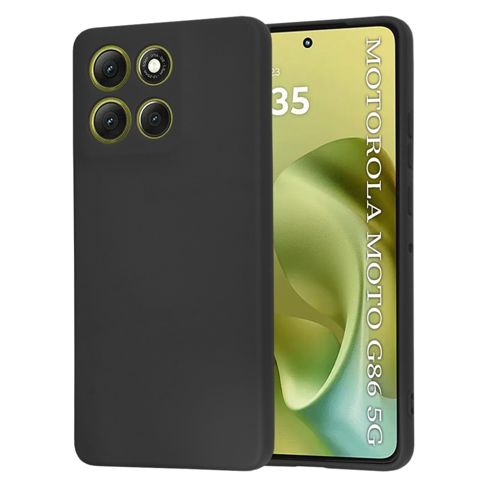 Husa pentru Motorola Moto G86, SKYDDAR INNOVATION, din Silicon Catifelat, SoftElegance, set cu sticker, Negru