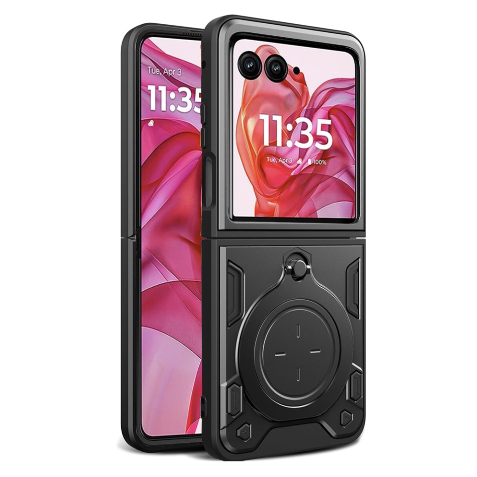 Husa pentru Motorola Razr 50 Ultra, SKYDDAR INNOVATION, CamGuard Pro, Inel Magnetic, Protectie Camera, set cu sticker, Negru