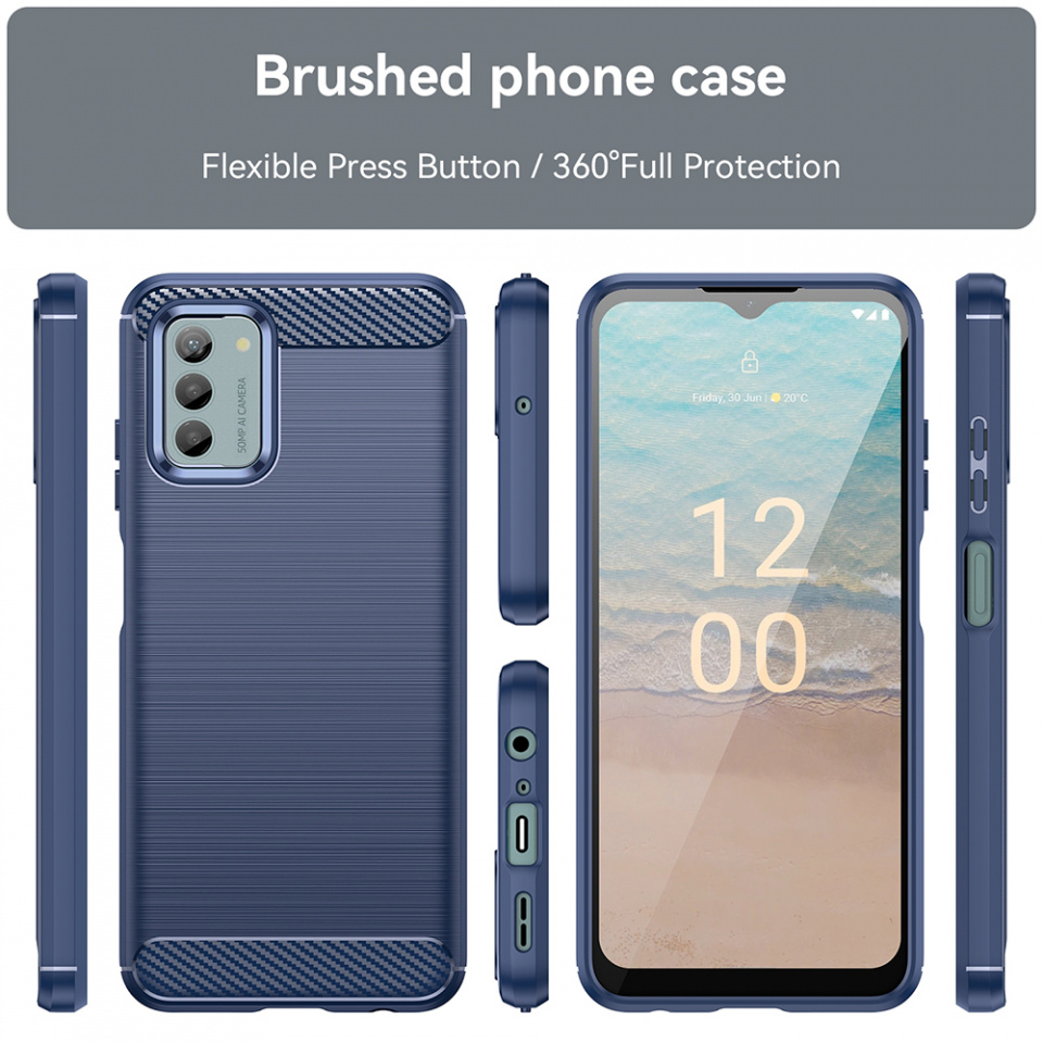Husa pentru Nokia G42 din silicon, Slim, cu textură Fibra Carbon - Albastru carbon - 1 | YEO