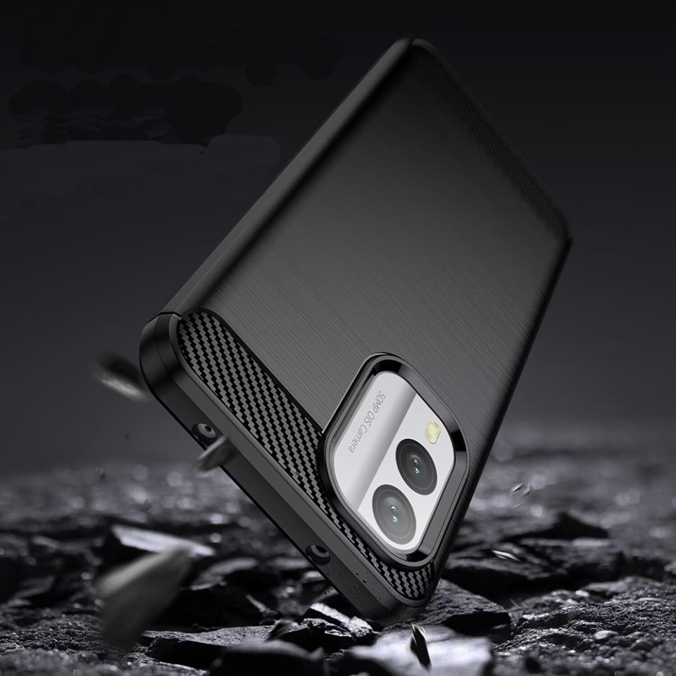 Husa pentru Nokia X30 din Silicon Premium, Slim, cu textura Fibra Carbon - Negru - 2 | YEO