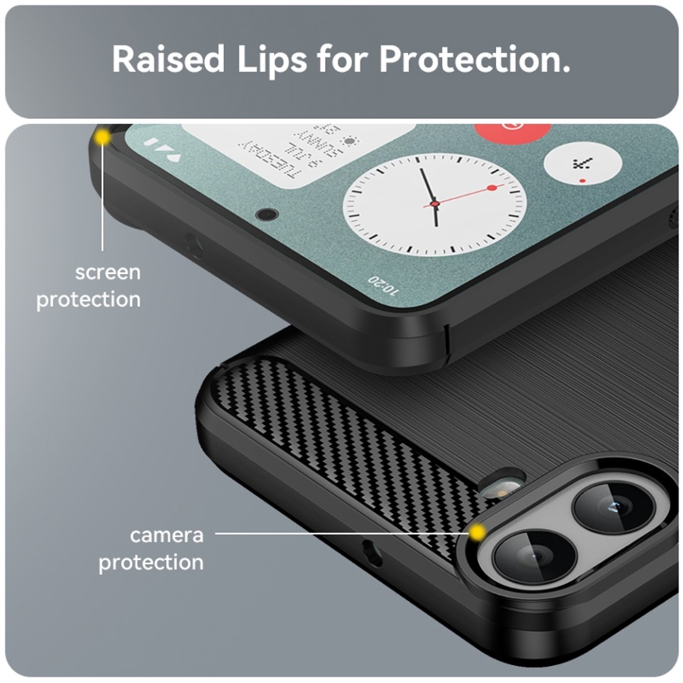 Husa pentru Nothing CMF Phone 1 din Silicon Premium, Slim, cu textura Fibra Carbon - Negru - 2 | YEO