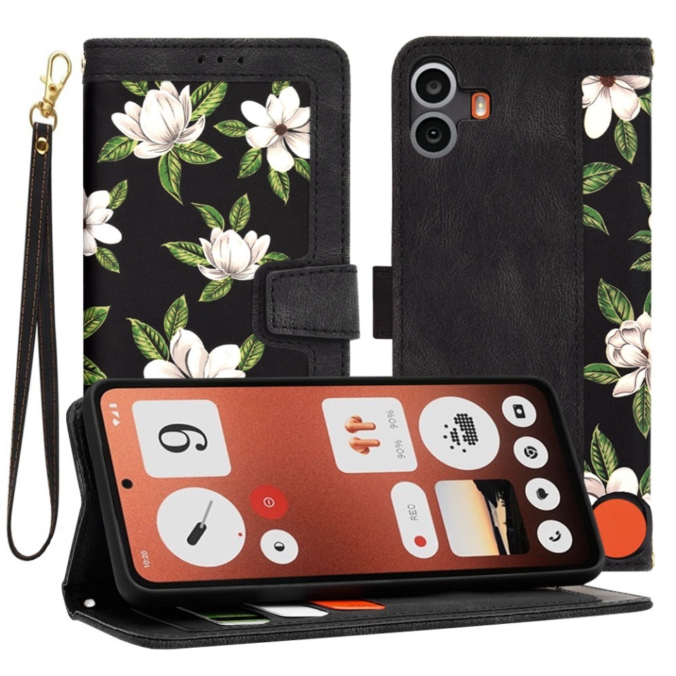 Husa pentru Nothing CMF Phone 1, SKYDDAR INNOVATION, Flipcraft din Piele Ecologică, Stand Integrat, Buzunare pentru Carduri, set cu sticker, Negru