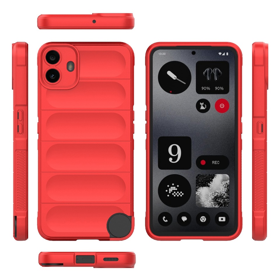 Husa pentru Nothing CMF Phone 1, SKYDDAR INNOVATION, Magic Shield, din Silicon Mat, set cu sticker, Rosu - 1 | YEO