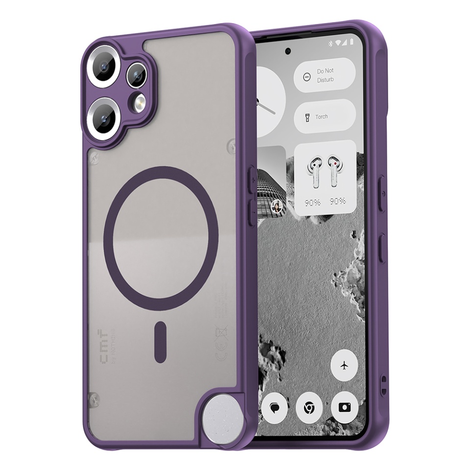 Husa pentru Nothing CMF Phone 2 Pro, SKYDDAR INNOVATION, HaloFrost MagSafe II, Antisoc, set cu sticker, Mov