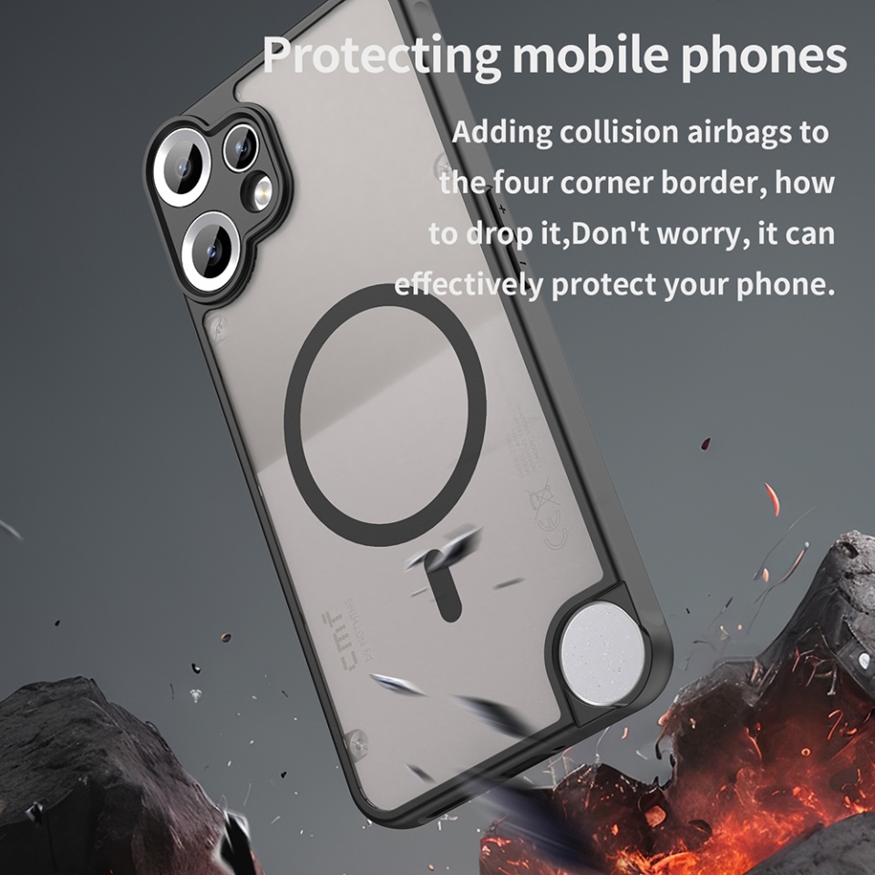 Husa pentru Nothing CMF Phone 2 Pro, SKYDDAR INNOVATION, HaloFrost MagSafe II, Antisoc, set cu sticker, Negru - 2 | YEO