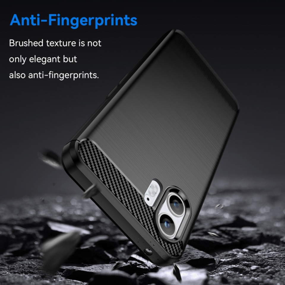 Husa pentru Nothing Phone (2), SKYDDAR INNOVATION, Carbon Silicone, din Silicon Slim, cu textura Fibra Carbon, set cu sticker, Negru - 1 | YEO