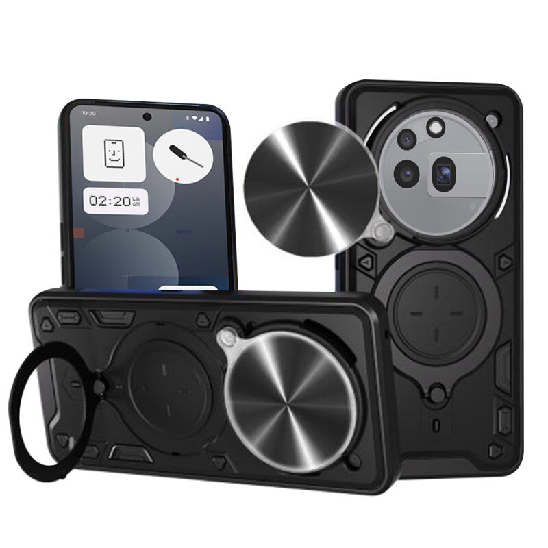 Husa pentru Nothing Phone (3a) Pro, SKYDDAR INNOVATION, SafeCover, Inel Magnetic, Protectie Camera, Negru, set cu sticker