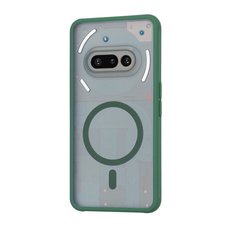 Husa pentru Nothing Phone (3a), SKYDDAR INNOVATION, Frosted MagSafe, Antisoc, set cu sticker, Verde inchis - 2 | YEO