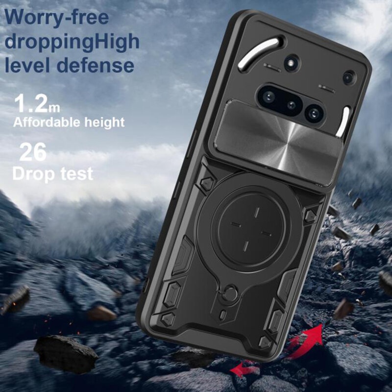 Husa pentru Nothing Phone (3a), SKYDDAR INNOVATION, SafeCover, Inel Magnetic, Protectie Camera, Mov, set cu sticker - 3 | YEO