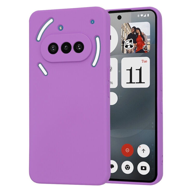 Husa pentru Nothing Phone (3a), SKYDDAR INNOVATION, SoftElegance din Silicon Catifelat, set cu sticker, Mov