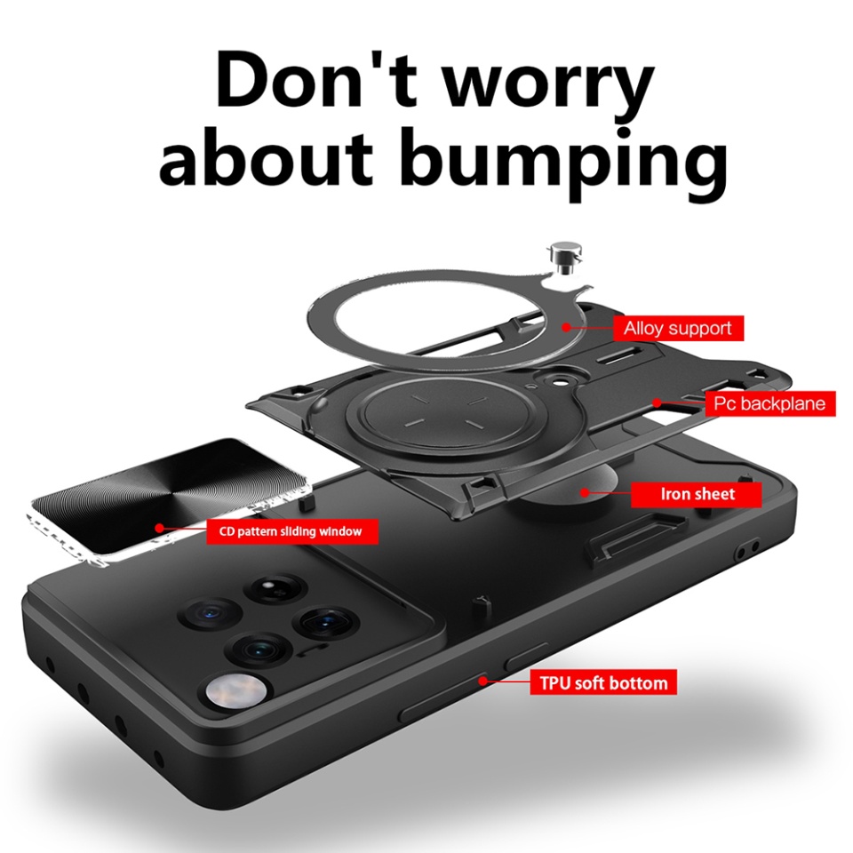 Husa pentru OnePlus 12, cu inel magnetic si suport ajustabil, protecție completa camera, SKDR SafeCover - Negru - 1 | YEO