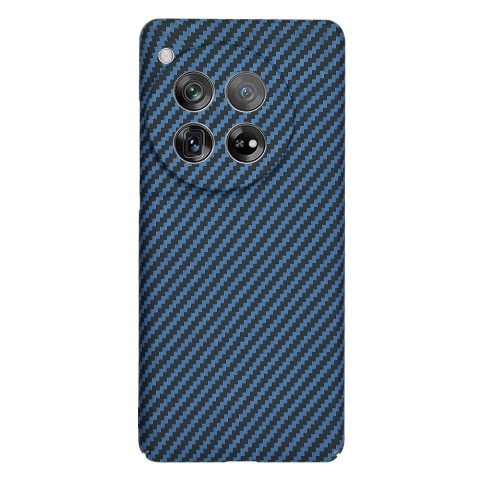 Husa pentru OnePlus 12, SKYDDAR INNOVATION, textura carbon, Carbonite FiberShell, set cu sticker, Cyan, - 2 | YEO