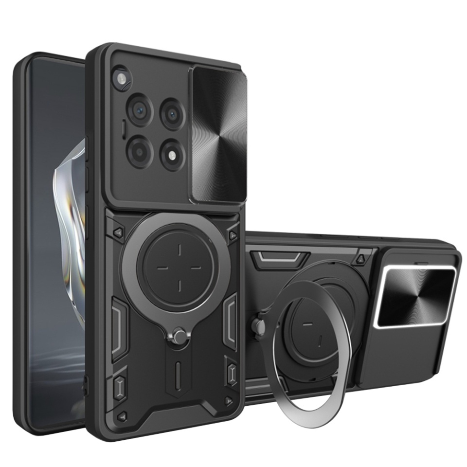 Husa pentru OnePlus 12R, SKYDDAR INNOVATION, CamGuard Pro, Inel Magnetic, Protectie Camera, set cu sticker, Negru