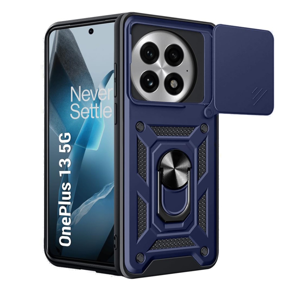 Husa pentru OnePlus 13 cu inel magnetic si protectie camera Skyddar CamShield - Albastru