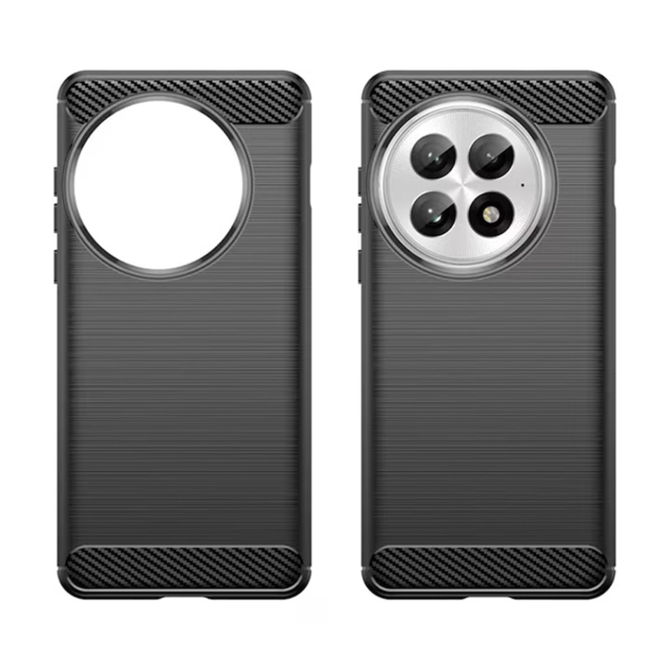 Husa pentru OnePlus 13R din Silicon Premium, Slim, cu textura Fibra Carbon cu sticker - Albastru - 2 | YEO