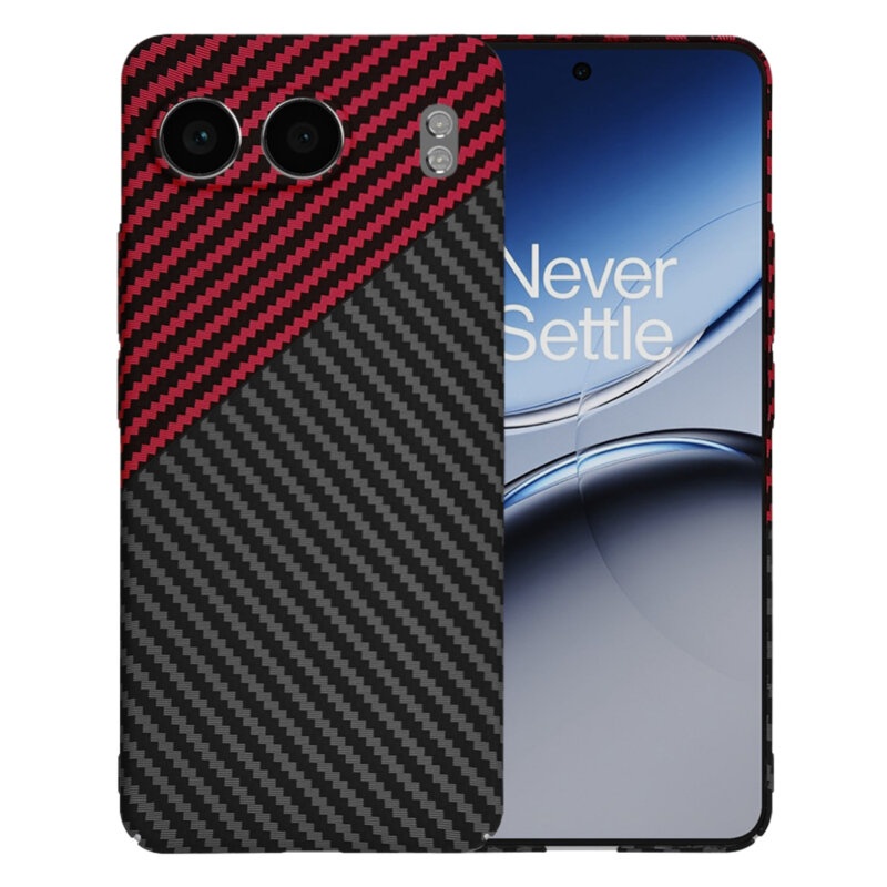Husa pentru OnePlus Nord 4, Finisaj Premium cu Textura de Carbon, Design Elegant, SKDR CarbonFlex - Rosu inchis