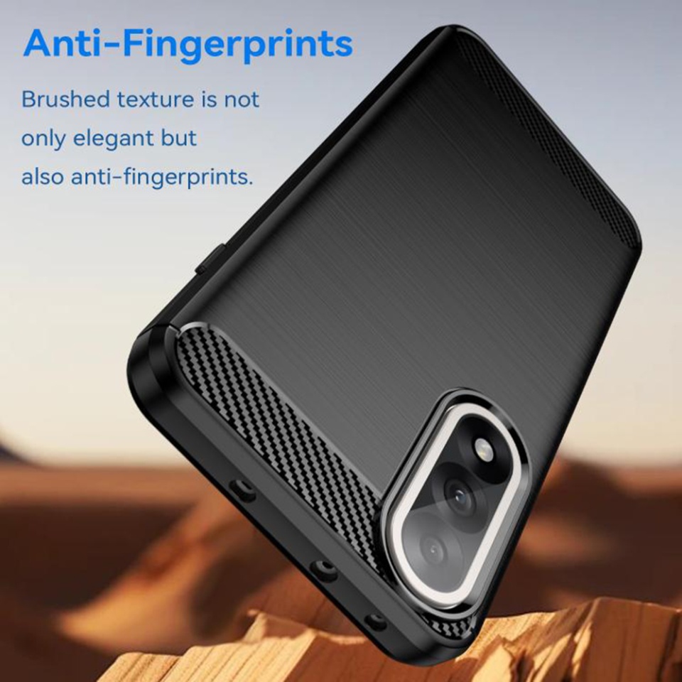 Husa pentru OnePlus Nord 5, SKYDDAR INNOVATION, Carbon Silicone, din Silicon Slim, cu textura Fibra Carbon, set cu sticker, Negru - 2 | YEO