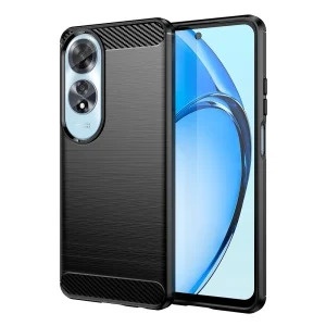 Husa pentru Oppo A40 4G / A60 5G din Silicon Premium, Slim, cu textura Fibra Carbon - Negru