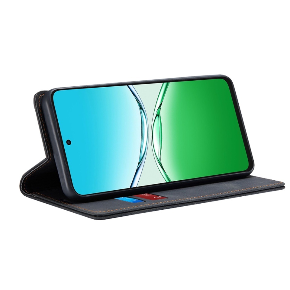 Husa pentru Oppo A5 Pro 5G / A5 Pro 4G, SKYDDAR INNOVATION, Confy Cover, tip Carte din piele Eco Premium, cu Portofel Interior, Negru, set cu sticker - 1 | YEO