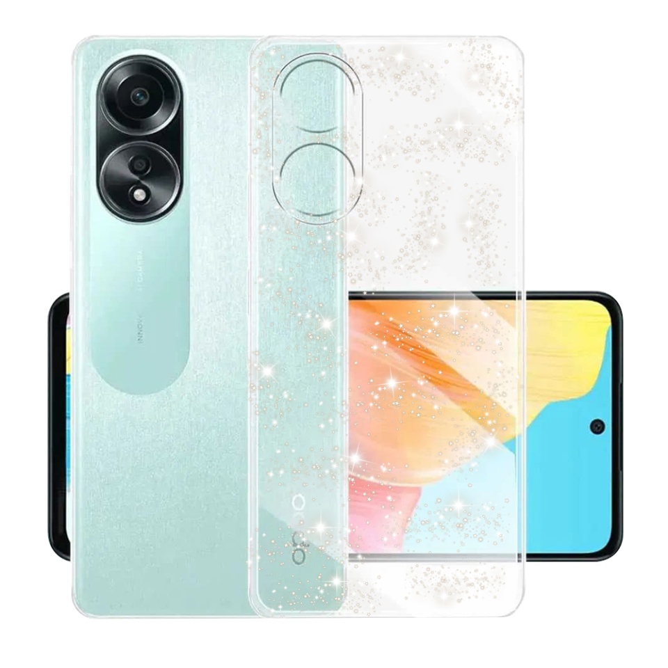 Husa pentru Oppo A58 4G din Silicon TPU cu Sclipici, Design Elegant si Ultra Subtire, SKDR Shine - Transparenta