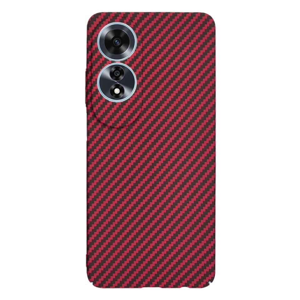 Husa pentru Oppo A60 4G, SKYDDAR INNOVATION, textura carbon, Carbonite FiberShell, set cu sticker, Rosu, - 2 | YEO