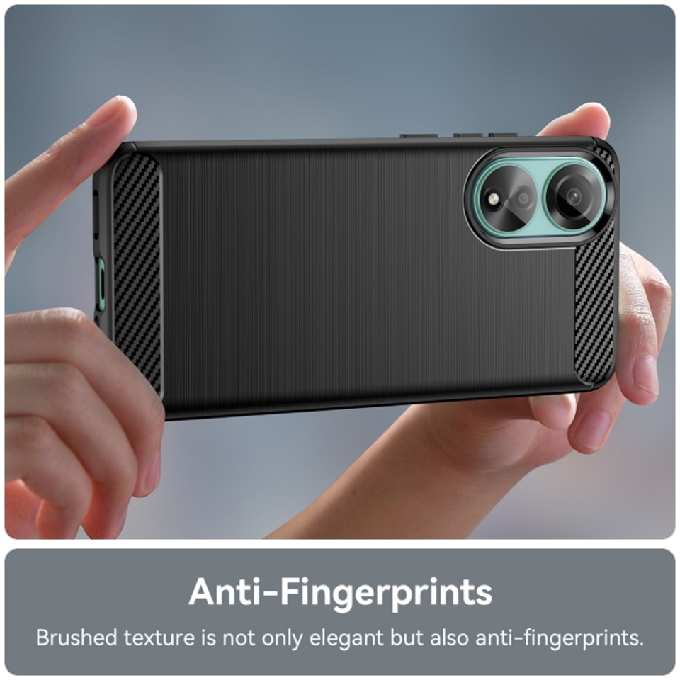 Husa pentru Oppo A78 4G, SKYDDAR INNOVATION, Carbon Silicone, din Silicon Slim, cu textura Fibra Carbon, set cu sticker, Negru - 3 | YEO