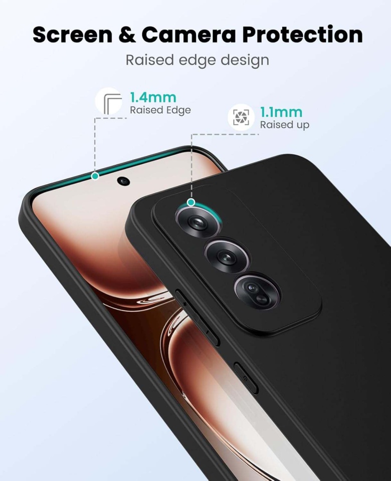 Husa pentru Oppo A80 5G din Silicon Catifelat, Protectie Premium, Skyddar SoftElegance - Negru - 1 | YEO