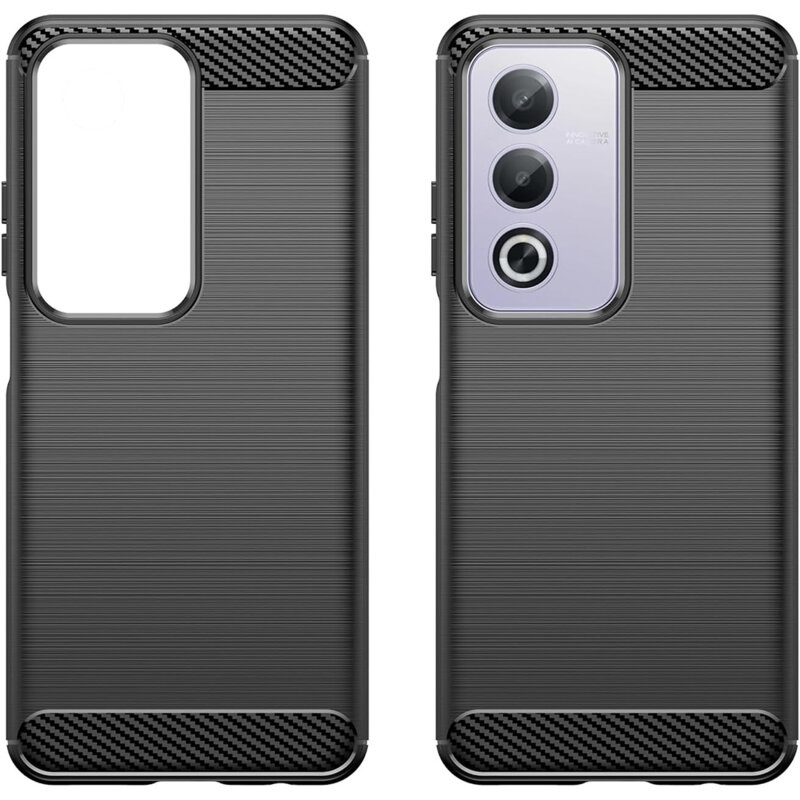 Husa pentru Oppo A80 5G din Silicon Premium, Slim, cu textura Fibra Carbon - Negru - 1 | YEO
