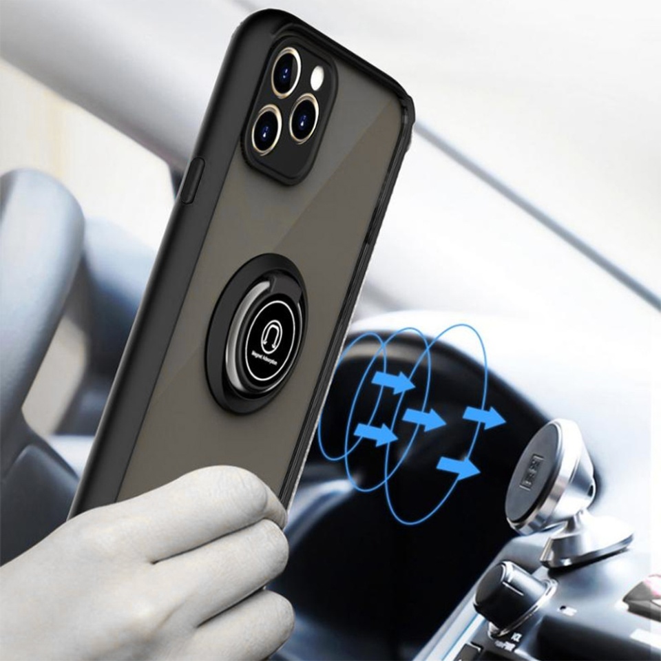 Husa pentru Oppo A80 5G, SKYDDAR INNOVATION, Glinth cu Inel Rotativ 360° Magnetic, Negru, set cu sticker - 2 | YEO