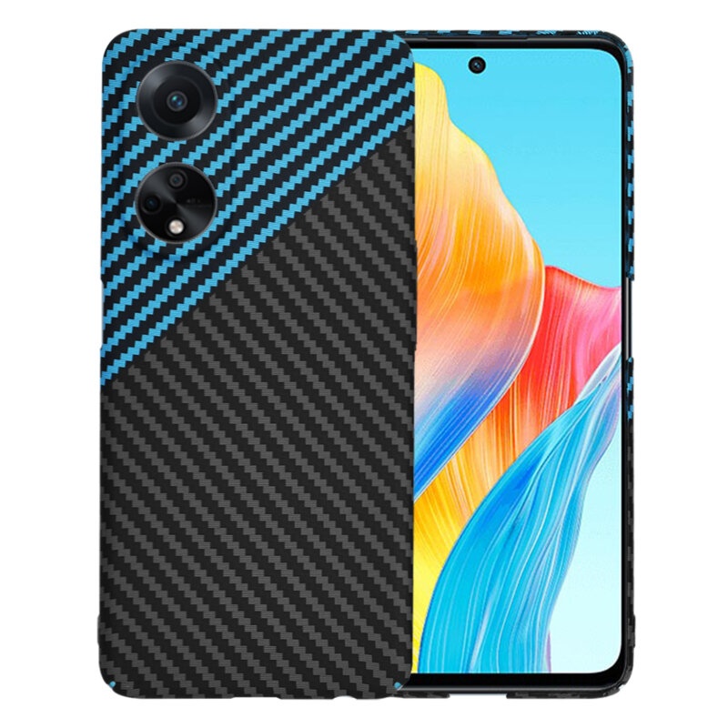 Husa pentru Oppo A98 5G, Finisaj Premium cu Textura de Carbon, Design Elegant, SKDR CarbonFlex - Bleu