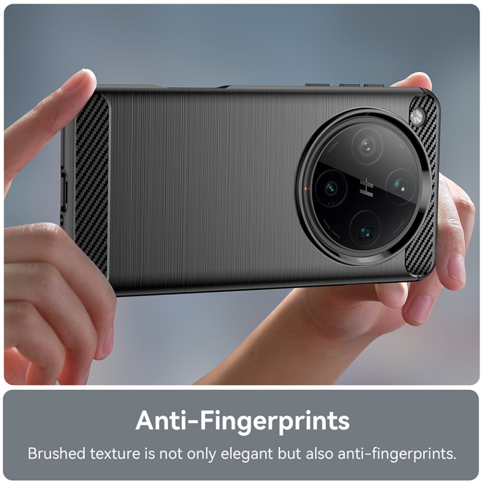 Husa pentru Oppo Find X8 Pro din Silicon Premium, Slim, cu textura Fibra Carbon - Negru - 1 | YEO