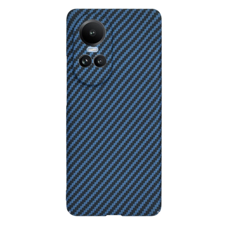 Husa pentru Oppo Reno10 / Reno10 Pro, SKYDDAR INNOVATION, textura carbon, Carbonite FiberShell, set cu sticker, Cyan, - 2 | YEO