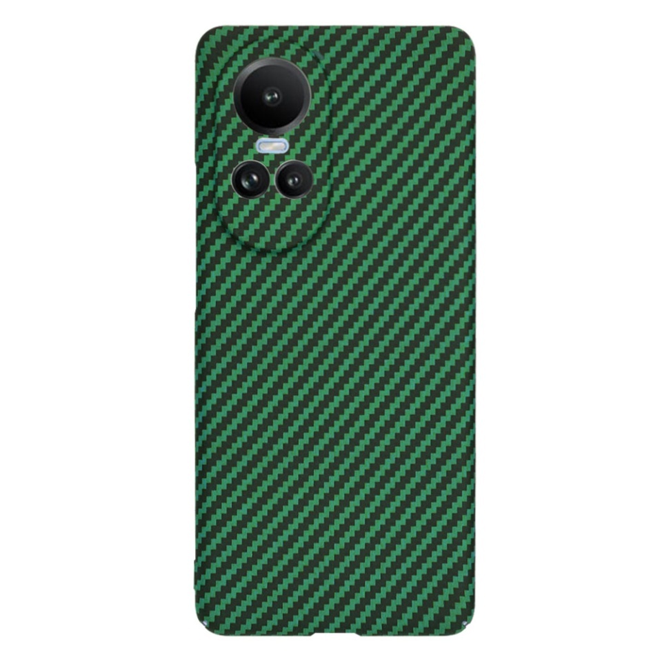 Husa pentru Oppo Reno10 / Reno10 Pro, SKYDDAR INNOVATION, textura carbon, Carbonite FiberShell, set cu sticker, Verde, - 2 | YEO