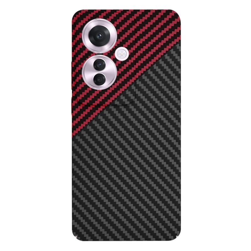 Husa pentru Oppo Reno11 F, Finisaj Premium cu Textura de Carbon, Design Elegant, SKDR CarbonFlex - Rosu inchis - 2 | YEO