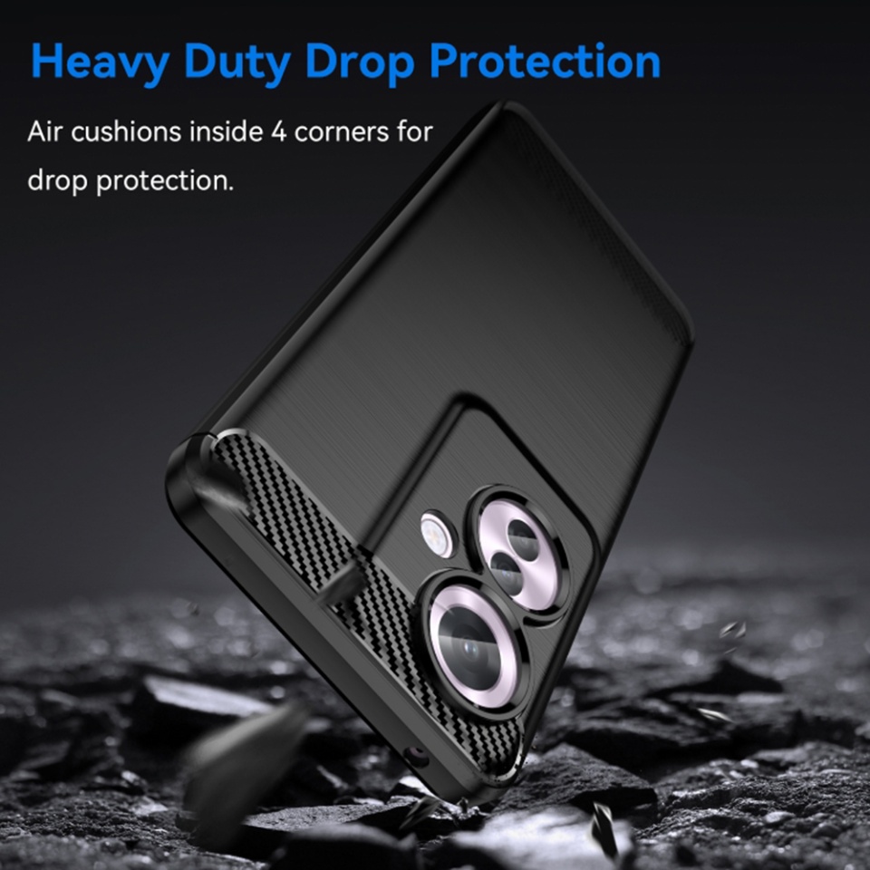 Husa pentru Oppo Reno11 F, SKYDDAR INNOVATION, Carbon Silicone, din Silicon Slim, cu textura Fibra Carbon, set cu sticker, Negru - 2 | YEO