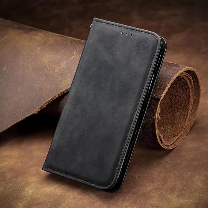 Husa pentru Oppo Reno12 F 5G / Reno12 FS / Reno12 F 4G tip Carte, din piele Eco Premium, cu Portofel Interior, SKYDDAR Soft Wallet - Negru - 1 | YEO