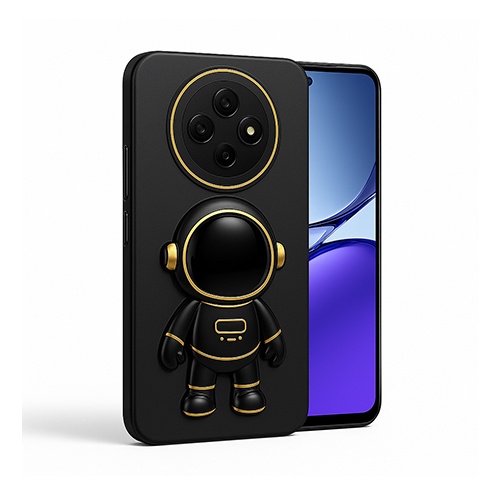 Husa pentru Oppo Reno12 F, suport Kickstand Astronaut, Negru