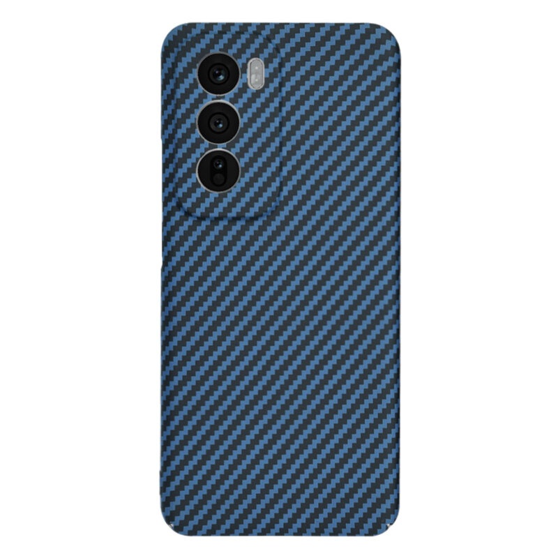 Husa pentru Oppo Reno12, Finisaj Premium cu Textura de Carbon, Design Elegant, SKDR CarbonFlex - Cyan - 2 | YEO
