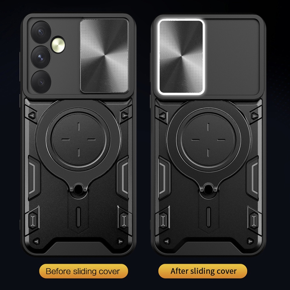 Husa pentru Oppo Reno12 Pro, cu inel magnetic si suport ajustabil, protectie completa camera, SKDR SafeCover - Negru - 2 | YEO
