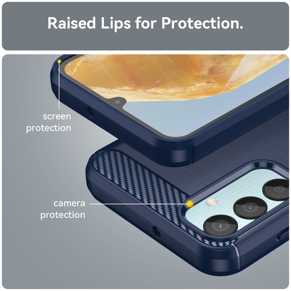 Husa pentru Oppo Reno12 Pro din Silicon Premium, Slim, cu textura Fibra Carbon - Albastru - 2 | YEO