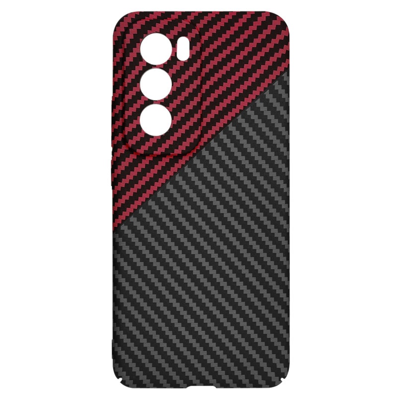 Husa pentru Oppo Reno12 Pro, Finisaj Premium cu Textura de Carbon, Design Elegant, SKDR CarbonFlex - Rosu inchis - 3 | YEO